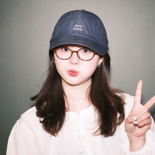 半圆大檐遮阳鸭舌帽 时尚 宽檐遮脸显脸小马术帽女新款 BLUE字母韩版