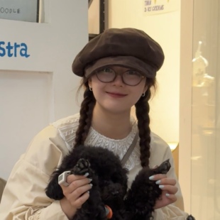 一帽四戴小飞檐贝雷帽报童帽复古显脸小秋冬韩版女鸭舌八角云朵帽