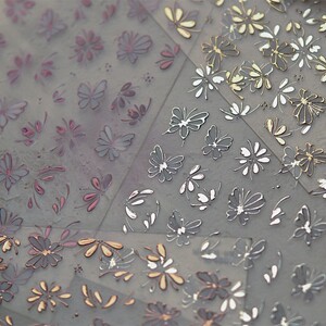 烫金镂空蝴蝶指甲贴纸高级鎏金花瓣美甲贴纸金银立体感蝴蝶贴纸