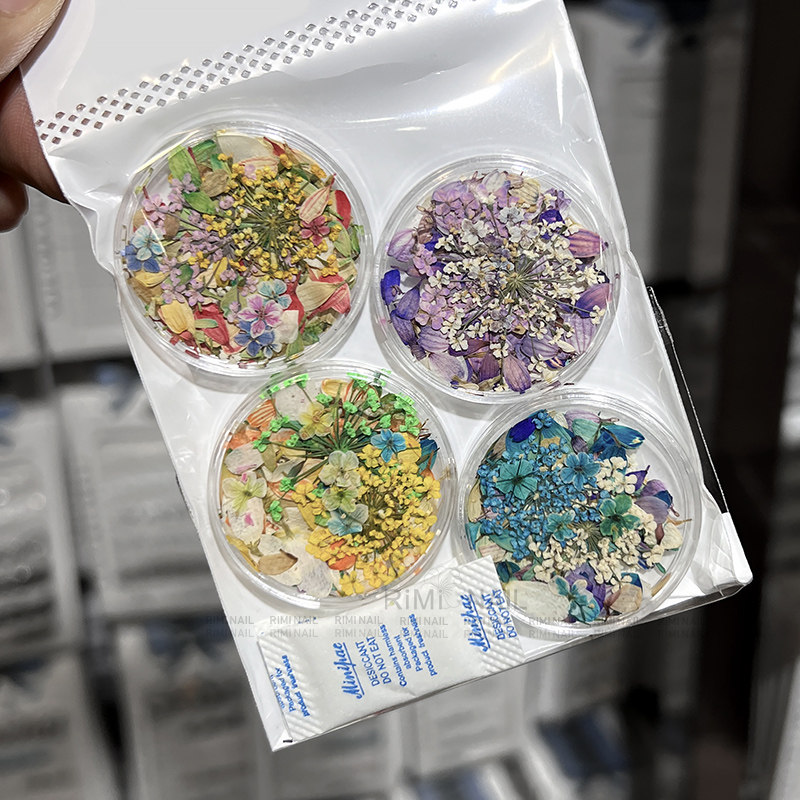 美甲干花网红风油画风莫奈花园小碎花瓣混合春夏郁金香指甲装饰品