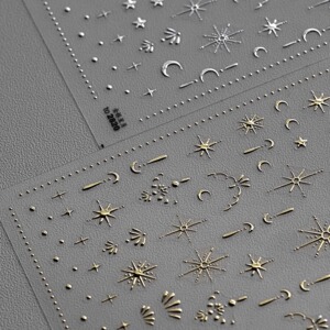 tomoni烫金星月美甲贴纸爆款日系星芒星星月亮指甲贴纸美甲饰品