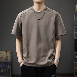 短款重磅上衣短袖t恤男2026夏季新款不规则高级宽松男士半袖体恤