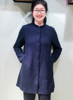 韫YUN2025年秋冬装新款拼料设计感菱格夹棉风衣中长款女外套 5966