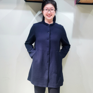 女外套 拼料设计感菱格夹棉风衣中长款 5966 新款 韫YUN2025年秋冬装