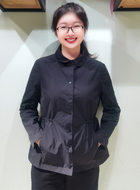 YUN韫2025秋季新款女装翻领单排扣设计感显瘦抽绳短风衣外套 5878