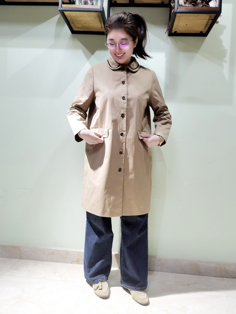 YUN韫娃娃领中长款韩版风衣女