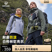 防风户外徒步登山外套 NORTHLAND诺诗兰软壳衣男女同款 白桦林