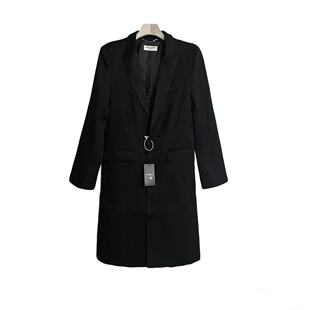 明亮叔出品高品质slp黑吸烟大衣高街开衩蛇骨链西服外套男女同款