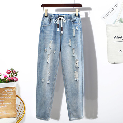 大码松紧腰牛仔裤女装送运费险