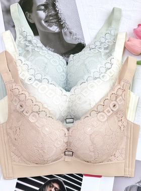 古妃28403小胸聚拢中厚杯无钢圈调整型收副乳蕾丝文胸罩内衣女