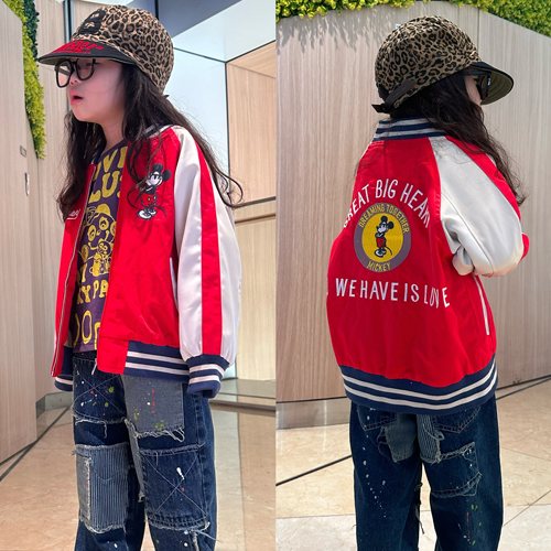 闲闲家春秋款米奇刺绣棒球服