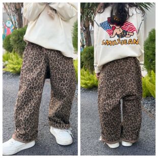 日系童装春夏裤子中古款dd儿童豹纹裤男女童宝宝休闲宽松长裤子
