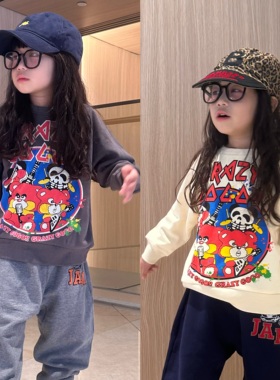 闲闲家春秋jam童装日系男女童宝宝圆领长袖卫衣卡通儿童洋气上衣