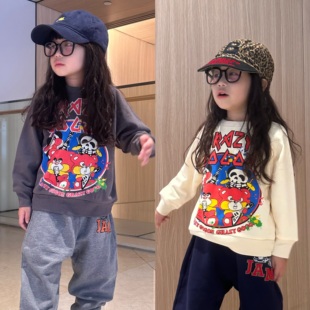 闲闲家春秋jam童装日系男女童宝宝圆领长袖卫衣卡通儿童洋气上衣