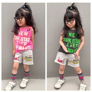 无袖 日系男女童宝宝夏季 背心儿童徽章刺绣上衣T恤 dd童装 25年新款