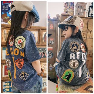 T恤徽章贴布圆领上衣日系儿童打底衫 男女童短袖 dd童装 24年夏季