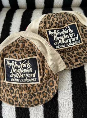 24年日系儿童dd帽子遮阳帽复古做旧徽章贴布男女童鸭舌帽豹纹帽