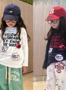 闲闲家秋季dd童装日系儿童长袖T恤企鹅印花刺绣男女宝宝洋气上衣