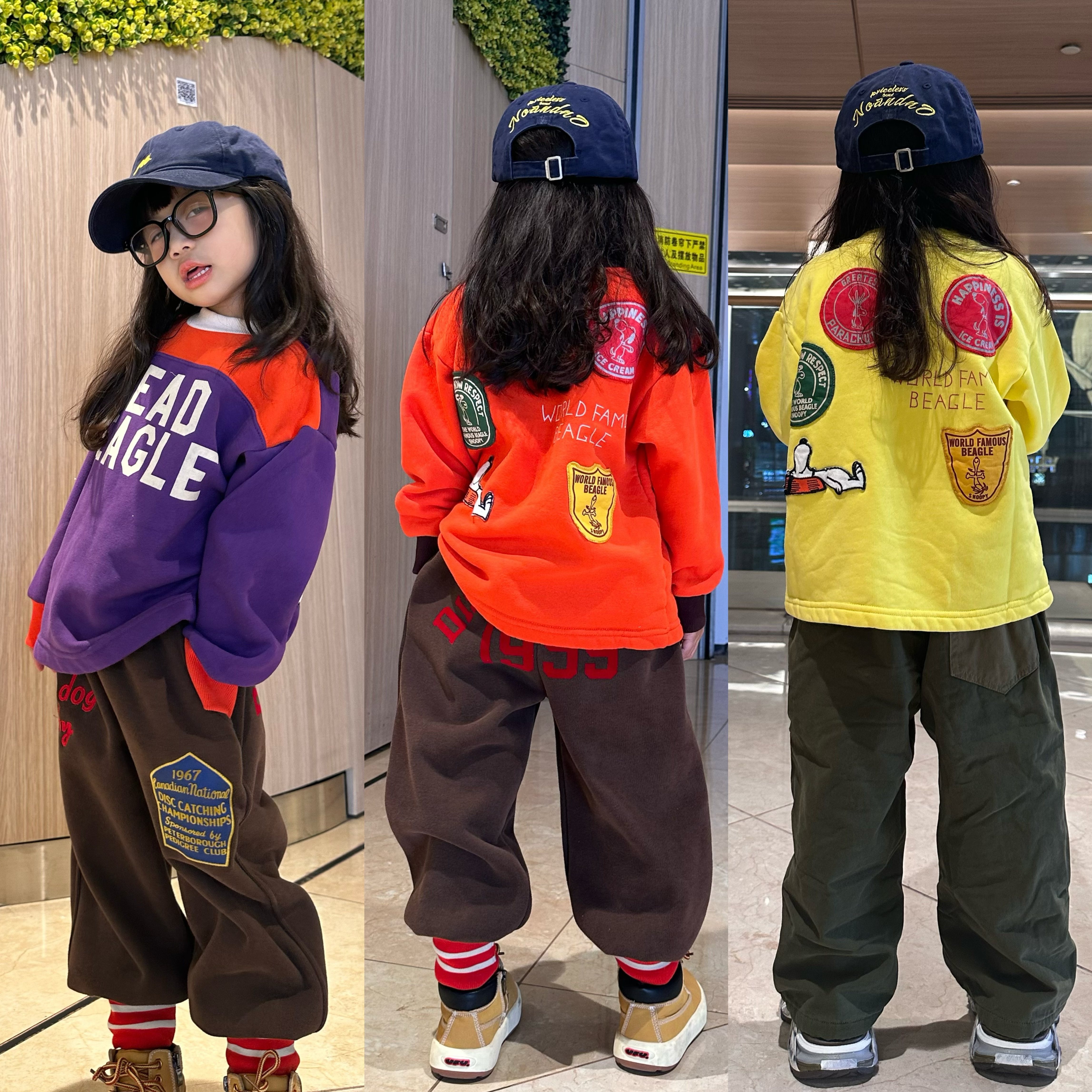 男女童重工贴标一体绒卫衣