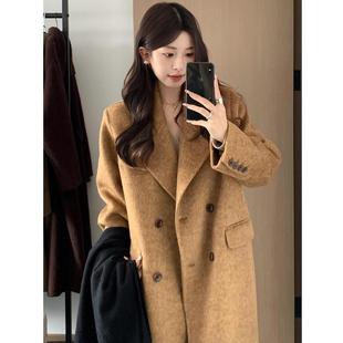 高级感呢子大衣女2024新款秋冬毛呢外套韩系小个子冬天中长款气质