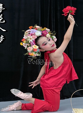 新款簪花入梦舞蹈服儿童古典舞演出服花篮吊坠道具舞蹈女童表演服