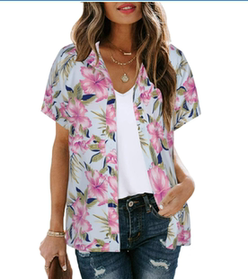 2023秋季印花衬衫欧美风中东大码女装亚马逊卓天订制希音爆款外套