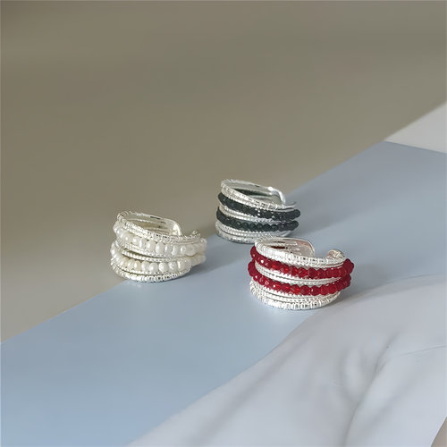 梵灵纯银珍珠红尖石新中式戒指