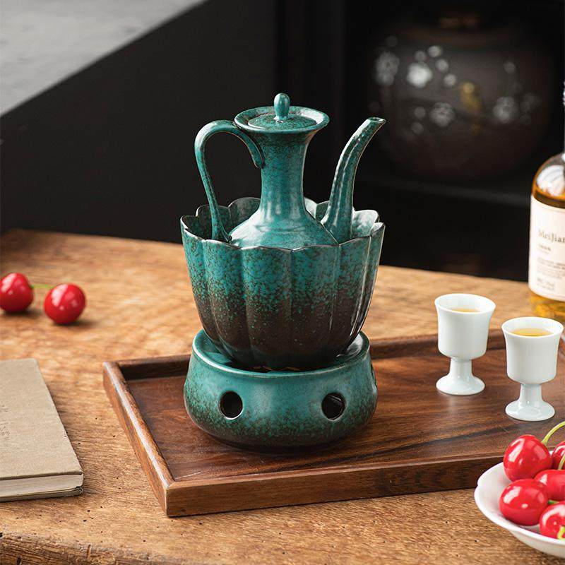 窑变粗陶手执酒壶老式家用温酒器蜡烛加热底座酒具套装白酒黄酒壶,餐饮具,温酒器,淘宝优惠券,粉丝福利购,淘宝优惠卷