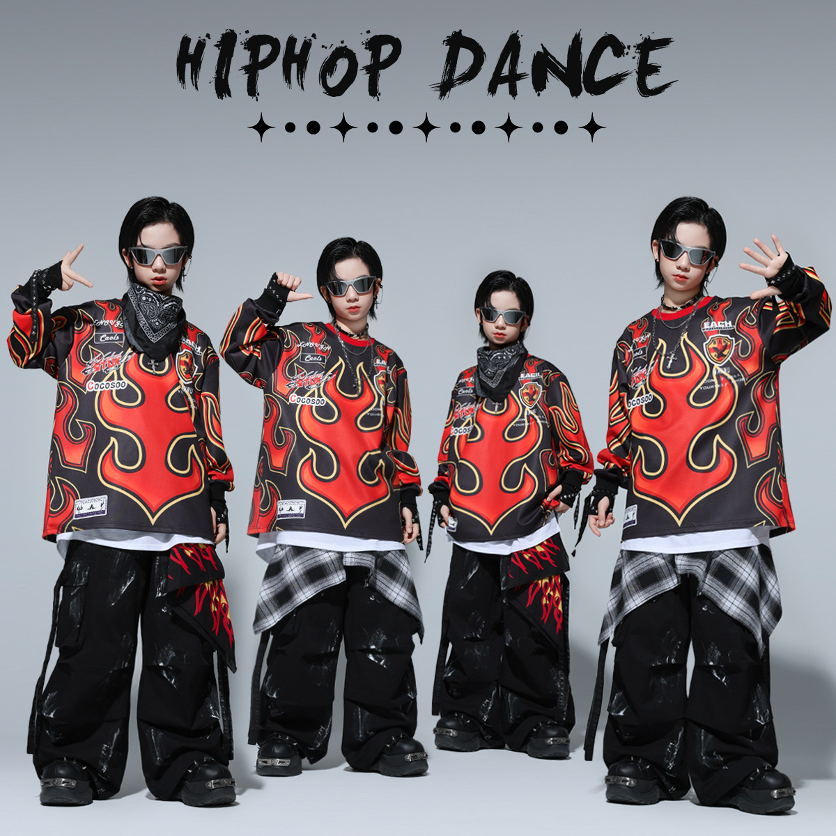 儿童街舞潮服酷帅少儿hiphop舞蹈表演服装男童架子鼓嘻哈演出套装
