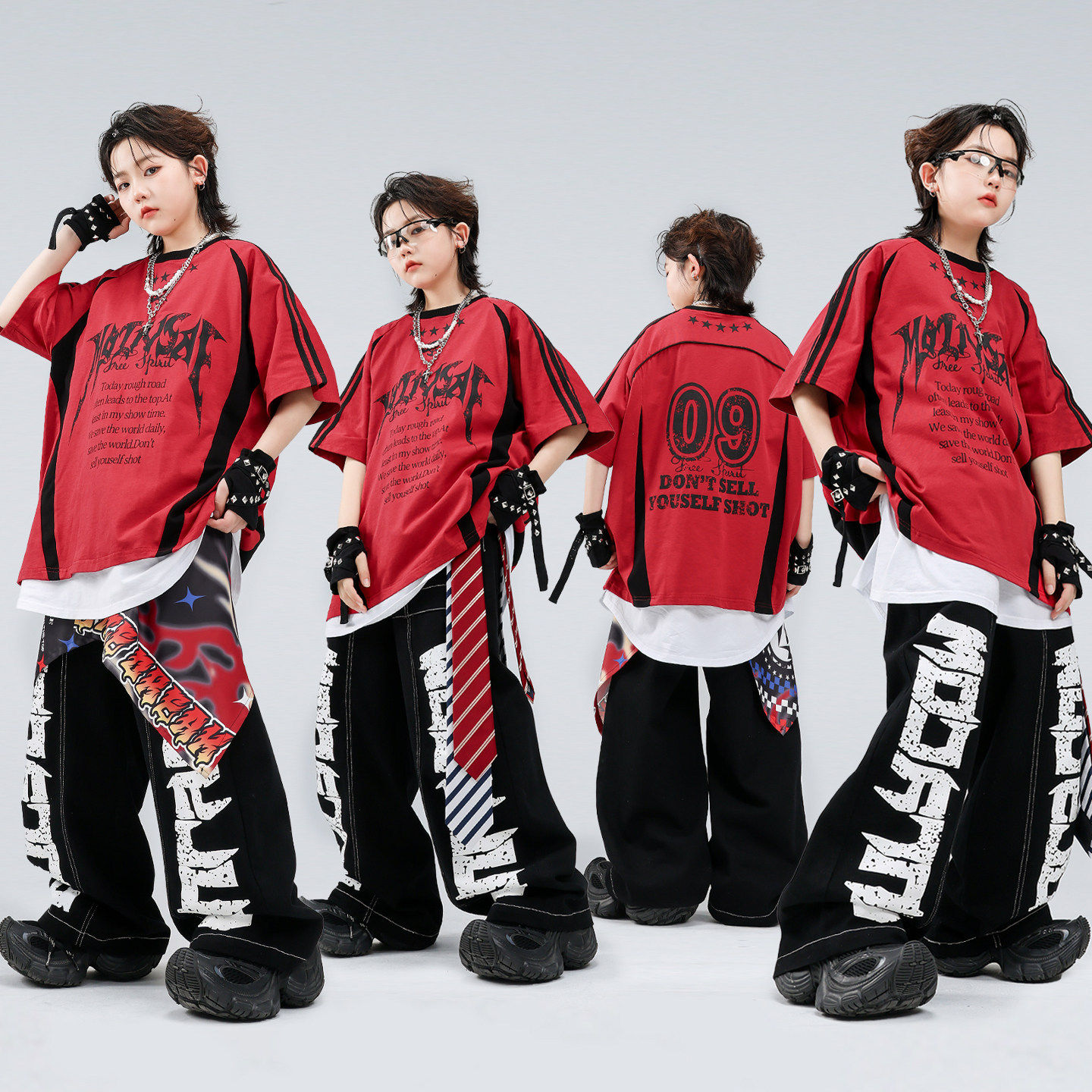 儿童街舞演出服嘻哈男女童爵士少儿hiphop架子鼓表演炸街舞台时髦