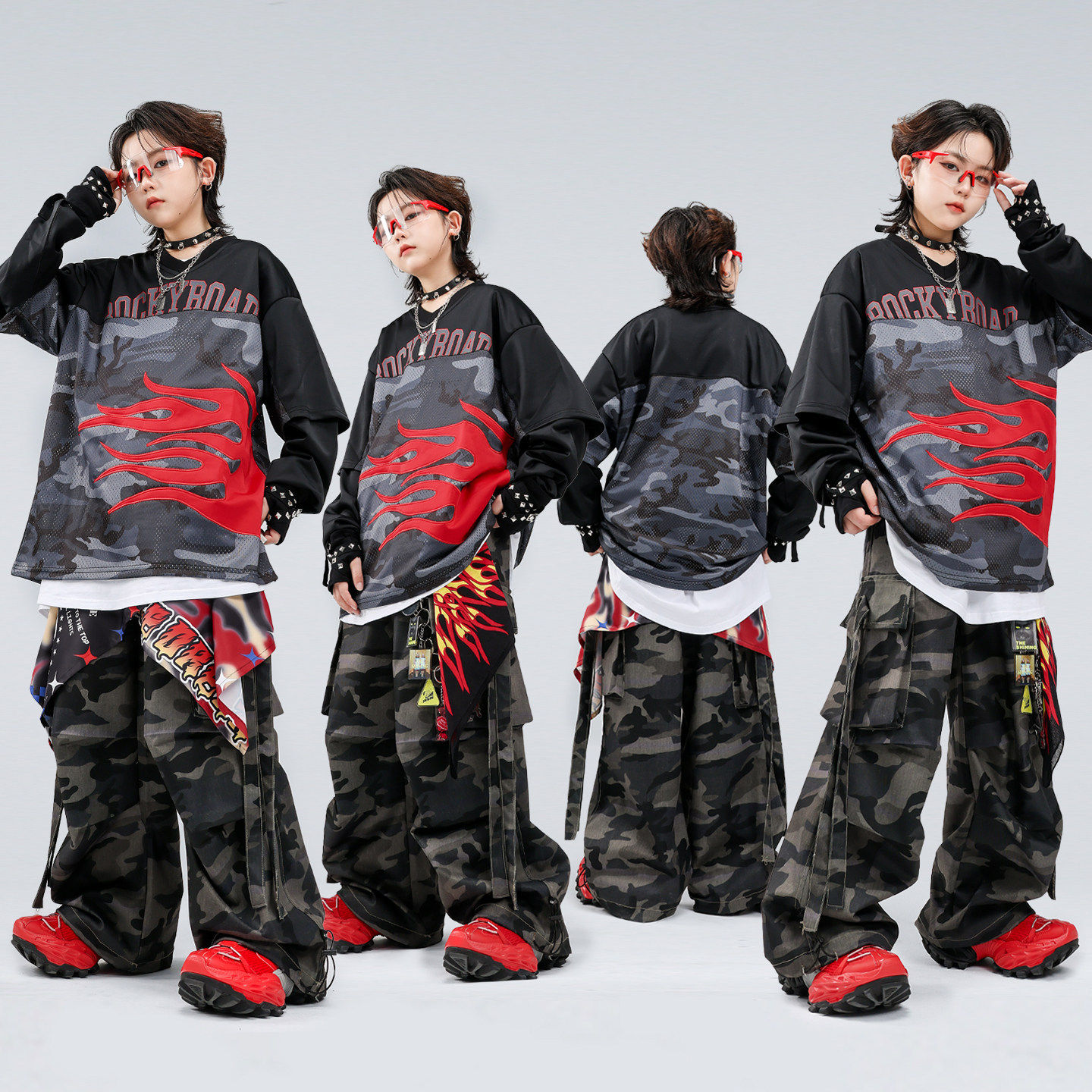 街舞儿童潮服嘻哈男女童舞台演出服时髦少儿hiphop架子鼓表演炸街