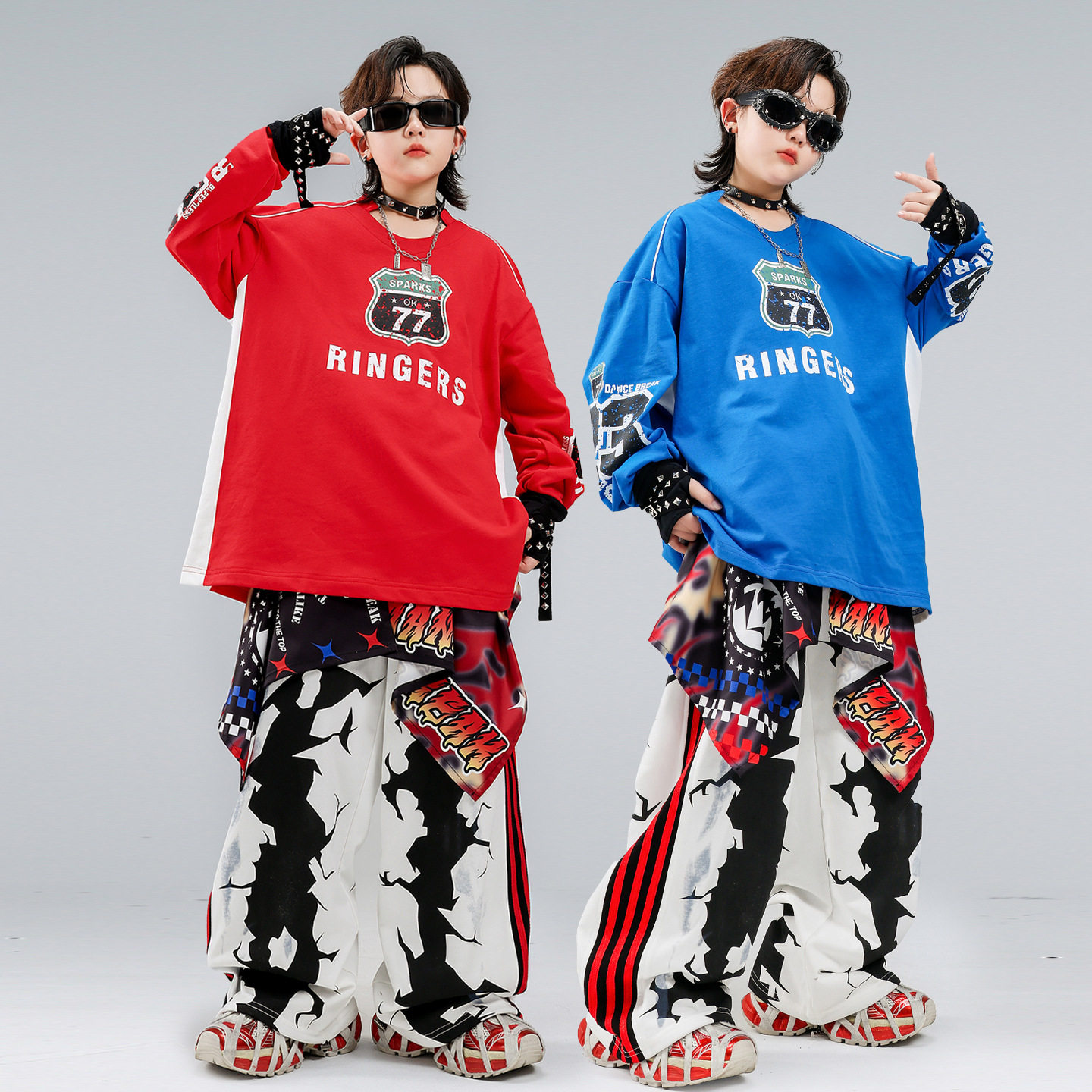 街舞儿童潮服酷帅男女童嘻哈表演少儿hiphop架子鼓舞蹈演出服时髦