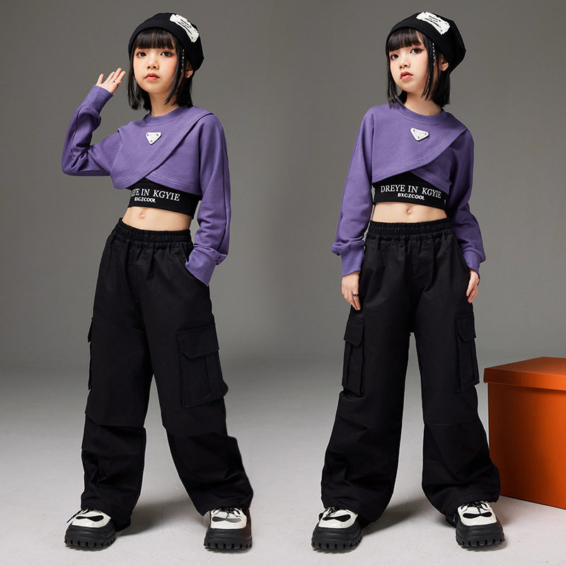 女童爵士舞服装儿童演出服jazz模特走秀表演练功服街舞潮酷时髦秋