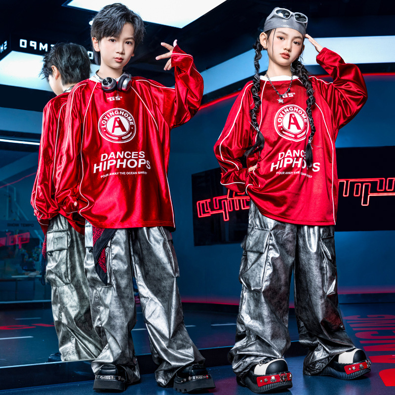 儿童演出服男童嘻哈街舞潮服hiphop架子鼓炸街童装女童舞蹈表演服