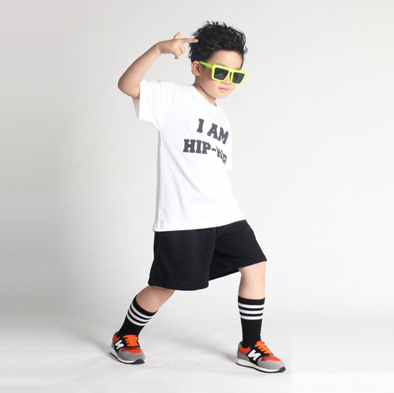 street街舞服少年儿童嘻哈潮流演出服装hiphop小孩短袖短裤套装