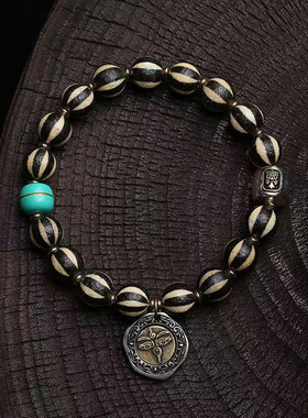 天然邦提克珠手串单圈南红玛瑙四眼天珠松石配饰西瓜珠文玩串珠