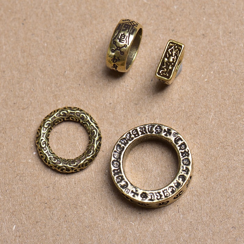 DIY半成品老铜跑圈跑环藏式文玩佛珠小吊坠侧挂隔珠配件饰品