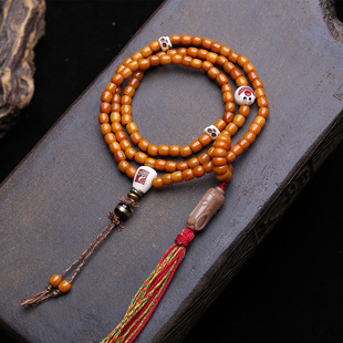 藏民回流牦牛骨桶珠108颗佛珠鹿角根付小丑三通骆驼骨椰蒂配饰