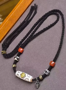 手工编织绳项链可调节藏式文玩娘拉擦擦九眼天珠富甲天珠吊坠脖挂