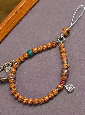 天然老料开片星月菩提子挂饰钥匙扣包包挂坠琉璃料器配饰手机挂件