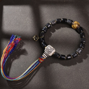 天然牦牛角手串单圈藏区可可西里男女款复古民族风黑金手链饰品