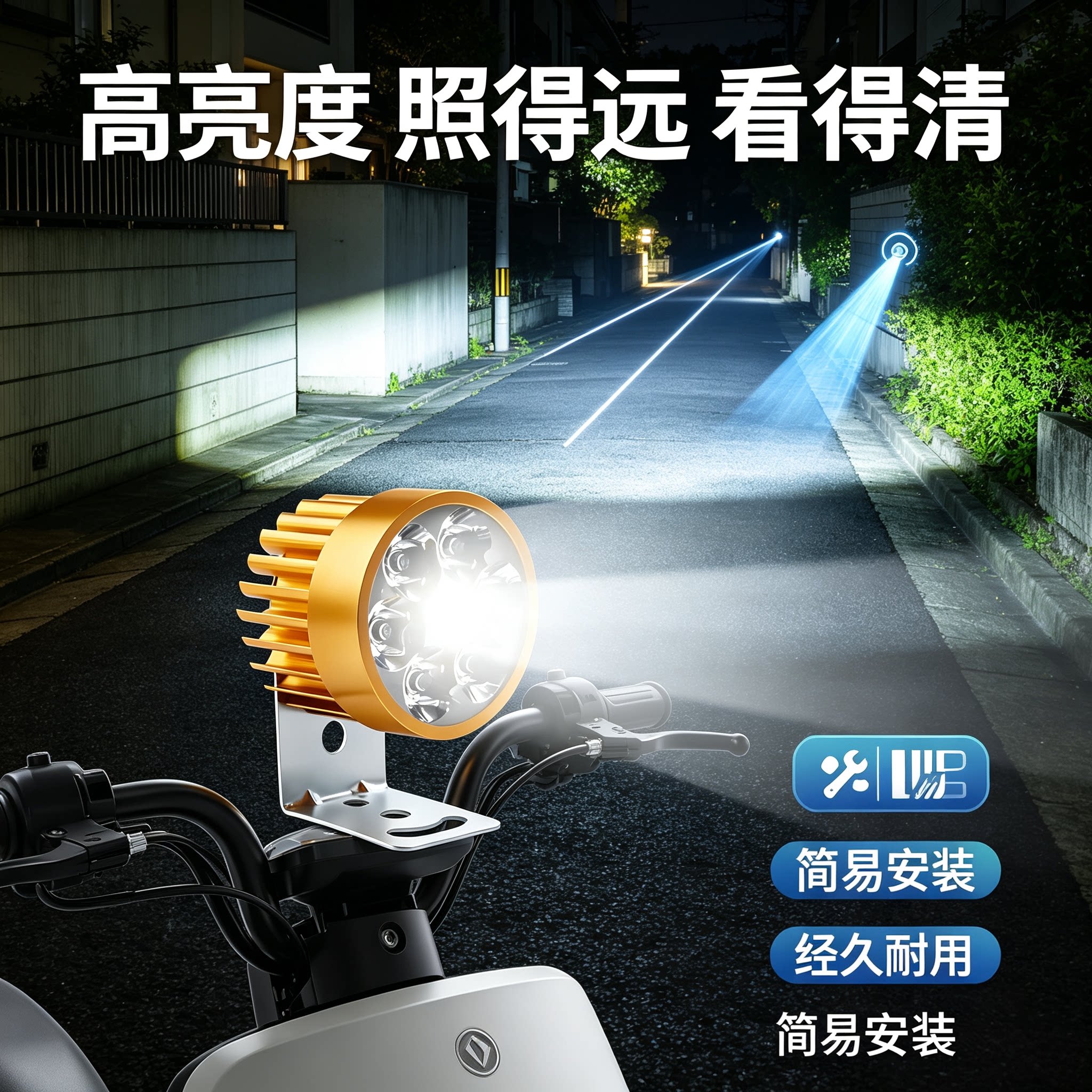 电动车前照灯强光节省电高亮度电瓶车头大灯射灯远射照明铝材散热