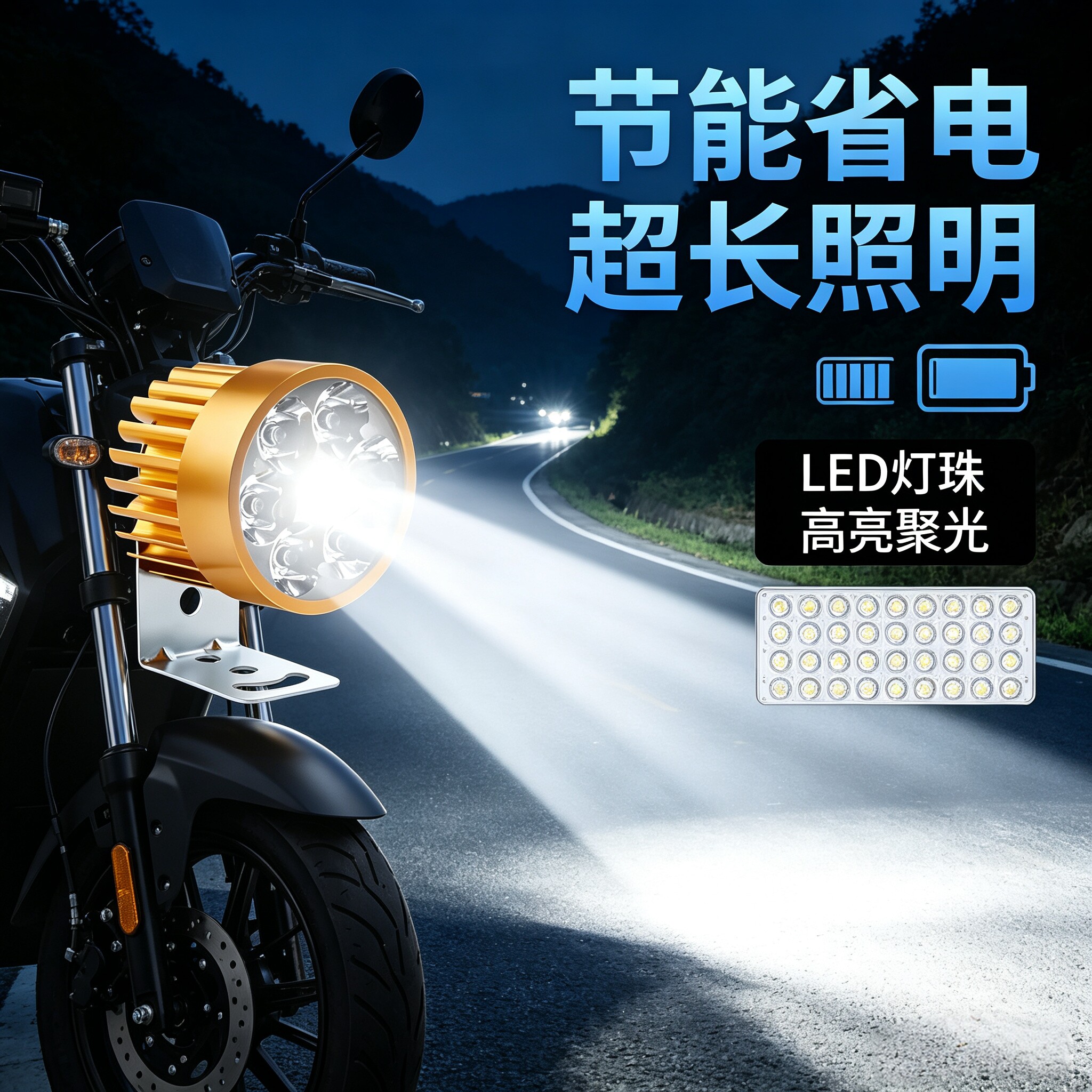 电动车前照灯强光高亮聚光节省电高亮度电瓶车前大灯高亮夜间骑行