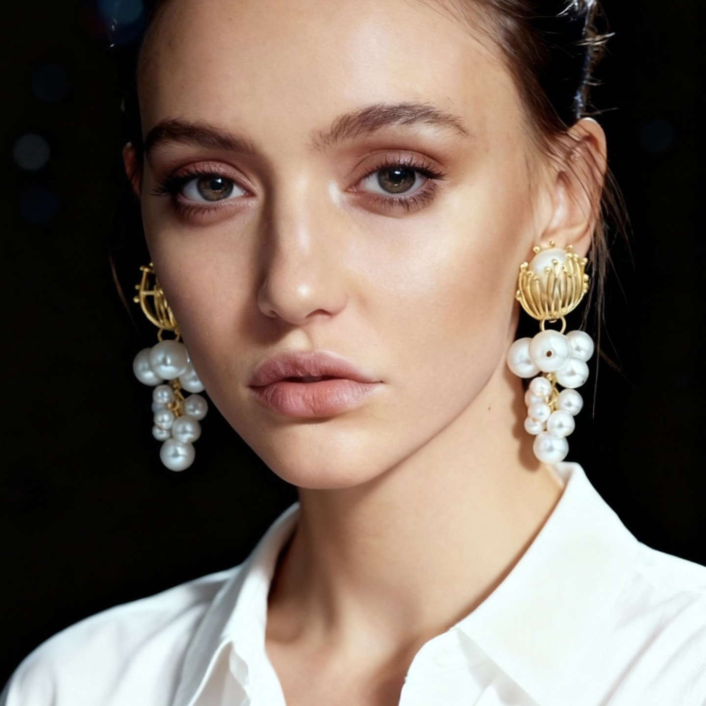 设计师珍珠葡萄耳环法式气质