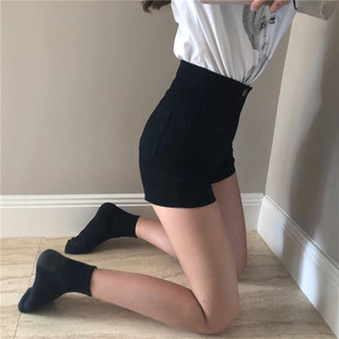 超短裤 新款 包臀显瘦黑色高腰牛仔裤 裤 子女2025夏紧身弹力ins热裤