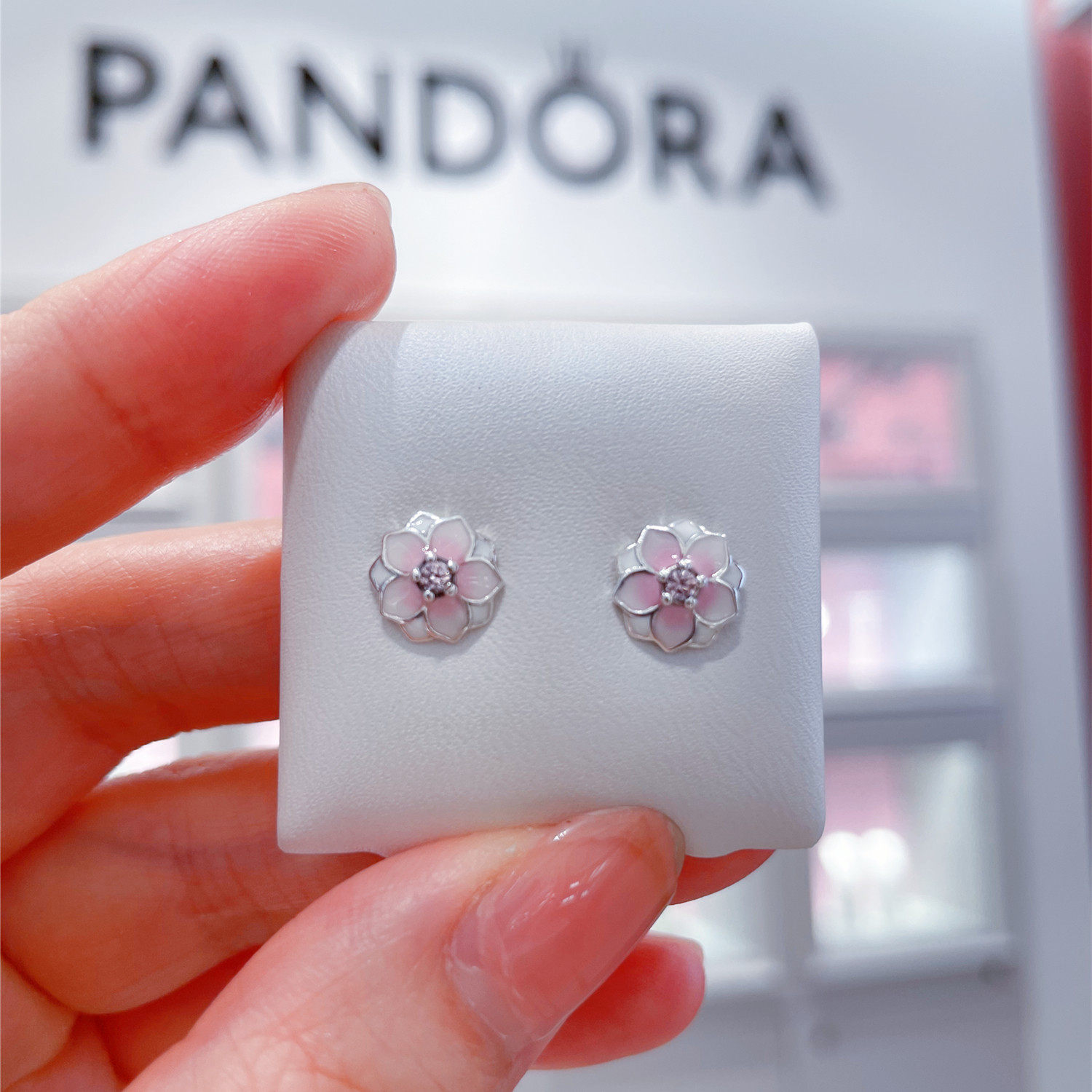 pandora潘多拉木兰花耳钉925纯银耳坠送礼物耳环女官网290739pcz