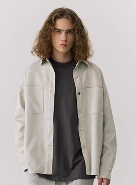 kith复古麂皮绒夹克衬衫潮流秋冬季新款休闲宽松翻领工装男士外套