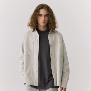 kith复古麂皮绒夹克衬衫潮流秋冬季新款休闲宽松翻领工装男士外套