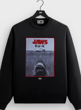 KITH JAWS联名大白鲨圆领卫衣男潮流加绒情侣宽松休闲套头女上衣