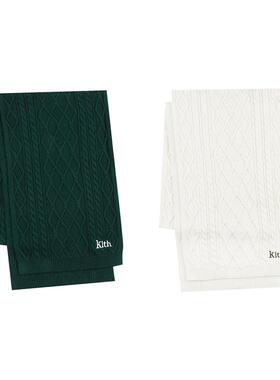 Kith刺绣冬季百搭麻花情侣加厚保暖毛线针织披肩围脖男女情侣款